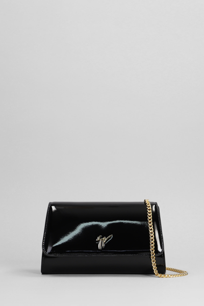 Giuseppe Zanotti Cleopatra Patent-finish Clutch Bag In Black Gold