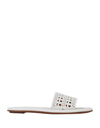 Alaïa Vienne Cutout Flat Slide Sandals In White