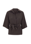 P.a.r.o.s.h Cady Belted V-neck Blouse In Brown