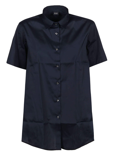 Fay Short Sleeve Shirt In Blu Navy
