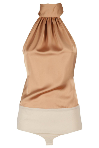 Philosophy Di Lorenzo Serafini Halterneck Sleeveless Top In Beige