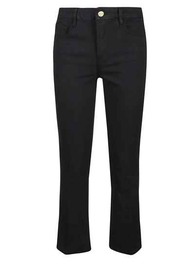 Frame Le Crop Mini Boot Cotton-blend Kick-flare Pants In Black