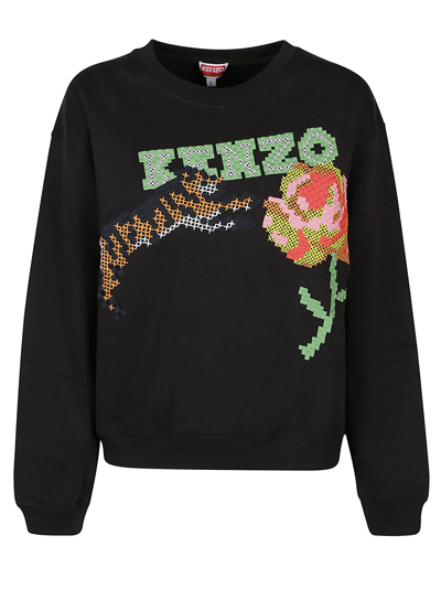 Kenzo Pixel Crewneck Sweatshirt In Black