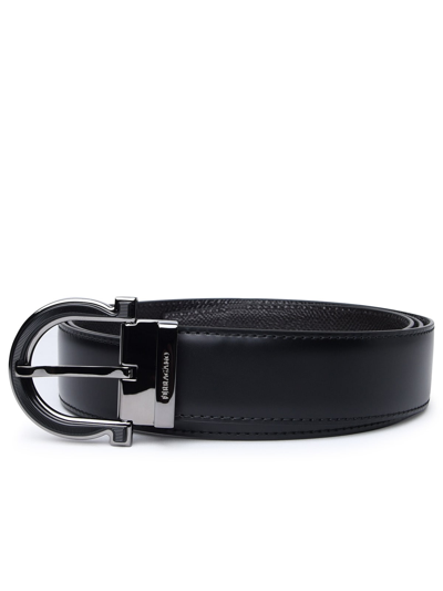 Ferragamo Black Leather Belt In Multicolor