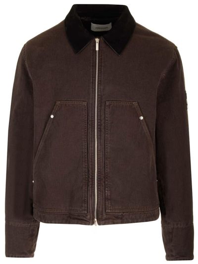 Ferragamo Classic-collar Zipped Bomber Jacket In Brown