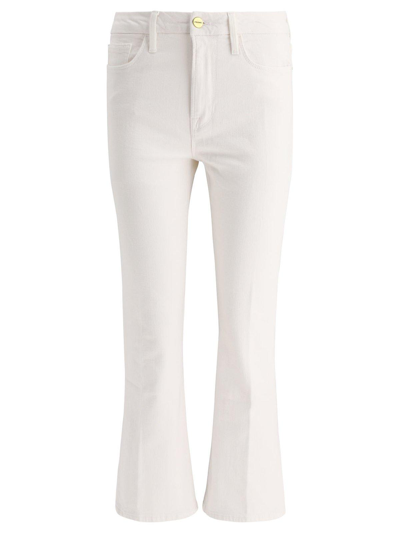 Frame Low-rise Flared Jeans In Blanc Blanc