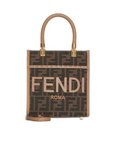 Fendi Ff Motif Top Handle Bag In Brown