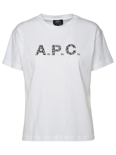 Apc Logo-printed Crewneck T-shirt A.p.c. In Cream