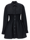 Alexander Wang Smocked Mini Dress With Overshirt In Black