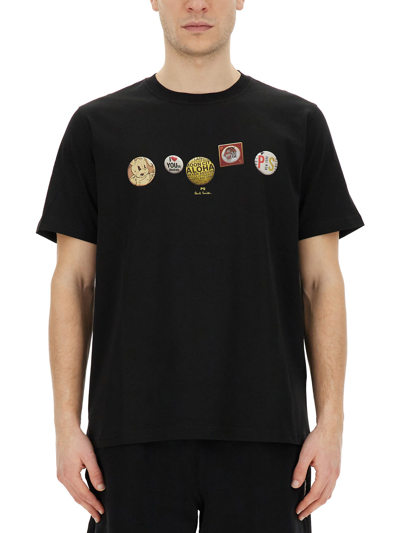 Paul Smith Mens Regular Fit Badges T-shirt In 79 Black