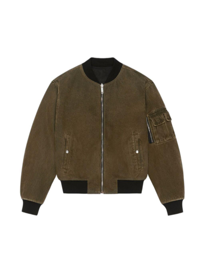 Givenchy Reversible Denim Bomber Jacket In Black Khaki