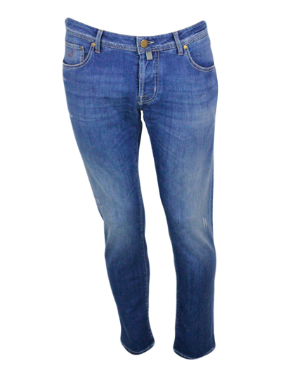 JACOB COHEN NICK SLIM J622 TROUSERS IN LUXURY EDITION DENIM IN SOFT STRETCH DENIM WITH FAKE TEARS, 5 POCKETS WIT