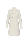 Versace Double-breasted Crepe Blazer Jacket In White