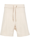 A Paper Kid Logo-patch Cotton Track Shorts In Neutrals