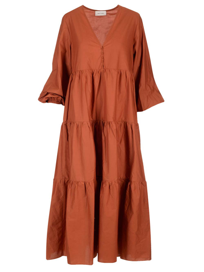 Matteau Organic Cotton Midi Dress In Orange