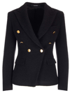 Tagliatore Black Double-breasted Wool-blend Jacket Women In Black