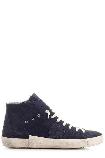 Philippe Model Logo-patch Lace-up Sneakers In Blu