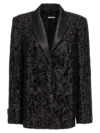 Rotate Birger Christensen Rotate Oversized Sequin-studded Blazer In Black