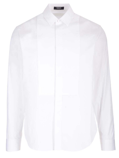 Versace Long-sleeved Panelled Shirt In White