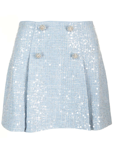 Self-portrait A-line Mini Skirt In Blue