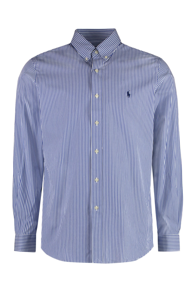 Ralph Lauren Button-down Collar Cotton Shirt In Blue White Bengal Stripe