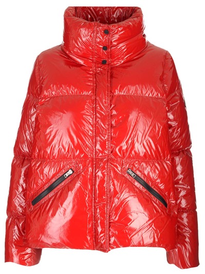 Herno Short Glossy Down Jacket In Red