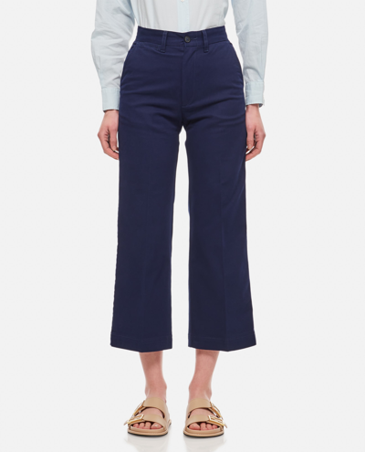Ralph Lauren Wide Leg Chino Cropped Trousers In Newport Navy