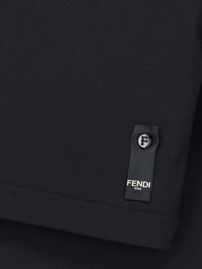 FENDI T-SHIRT WITH LEATHER LOGO PATCH