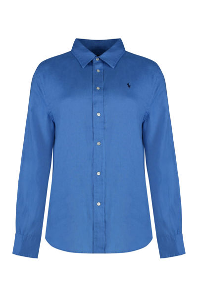 Ralph Lauren Linen Shirt In Riviera Blue