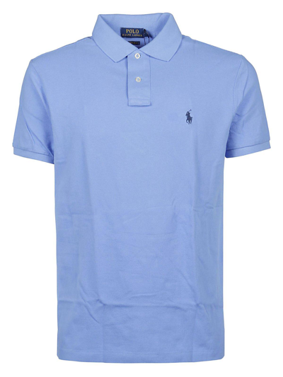 Ralph Lauren Logo Embroidered Short-sleeved Polo Shirt In Harbor Island Blue
