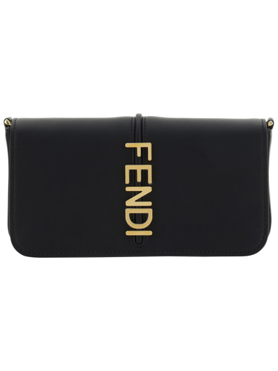 Fendi Wallet With Chain In Black
