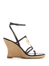 Tory Burch Miller Wedges In Black / Gold