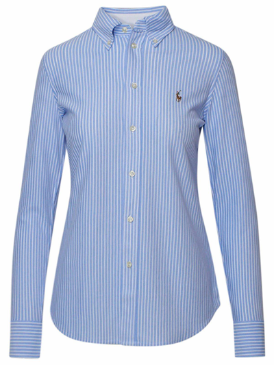 Ralph Lauren Striped Long-sleeve Shirt In Harbour Island Blue White