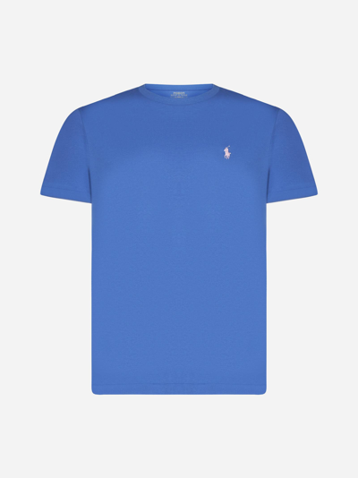 Ralph Lauren Logo Cotton T-shirt In New England Blue