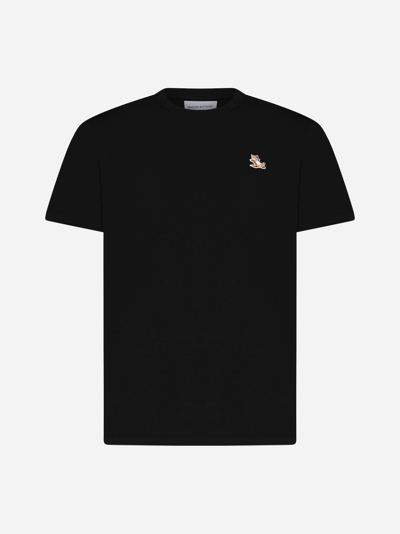 Maison Kitsuné Chillax Fox Patch Cotton Jersey T-shirt In Black