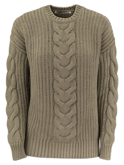 Max Mara Crewneck Knit Sweaters In Kaki