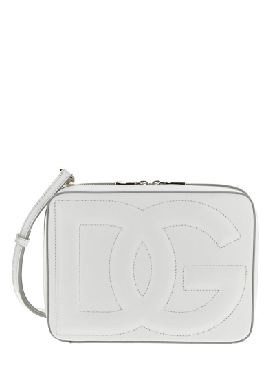 Dolce & Gabbana Embossed-logo Box Bag In Optical_white