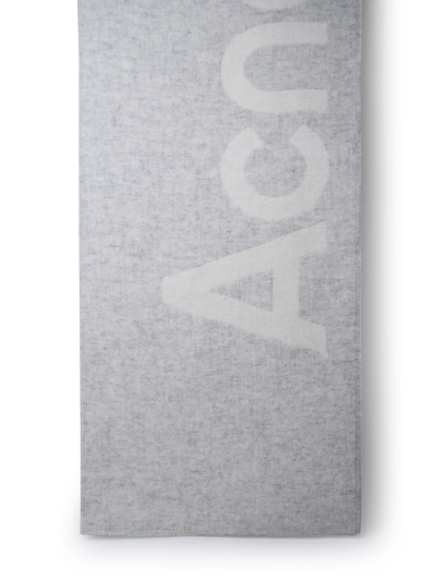Acne Studios Grey Wool Blend Scarf In White
