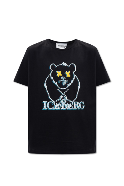 Iceberg Logo-print Cotton T-shirt In Black