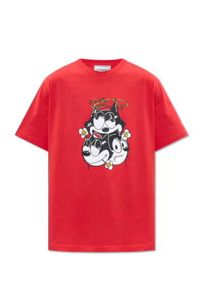 Iceberg X Felix The Cat Cotton T-shirt In Red