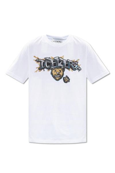 Iceberg Graffiti Logo-print Cotton T-shirt In White
