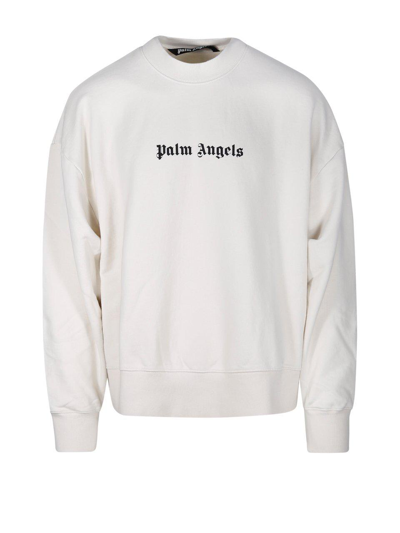 Palm Angels Logo-printed Crewneck Sweatshirt In White