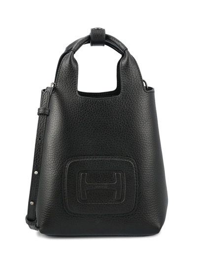 Hogan H-bag Mini Leather Tote Bag In Black