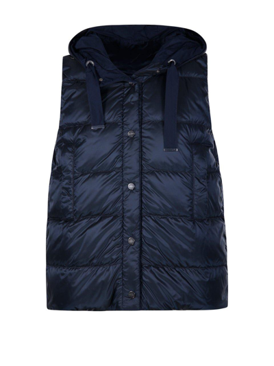 Max Mara The Cube Buttoned Drawstring Gilet In Blue