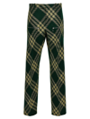 Burberry Checked Wool Twill Straight Pants In Green
