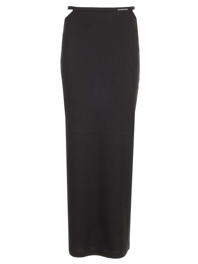 Alexander Wang Long Skirt In Ribbed Stretch Cotton In Black