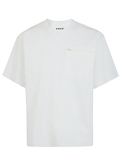 Sacai Seam-detailed Crewneck T-shirt In White
