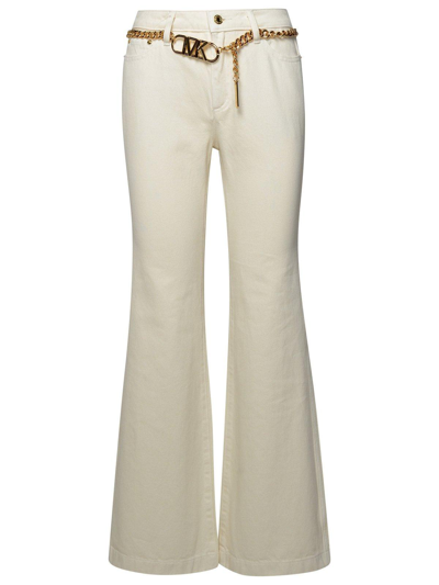 Michael Kors Chain Belted Wide-leg Jeans  In White