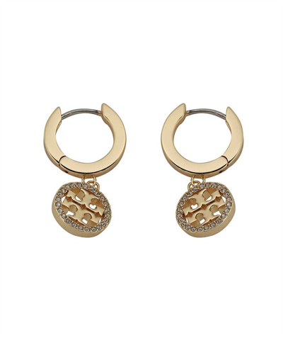 Tory Burch Miller Logo Hoop Earrings In Gold