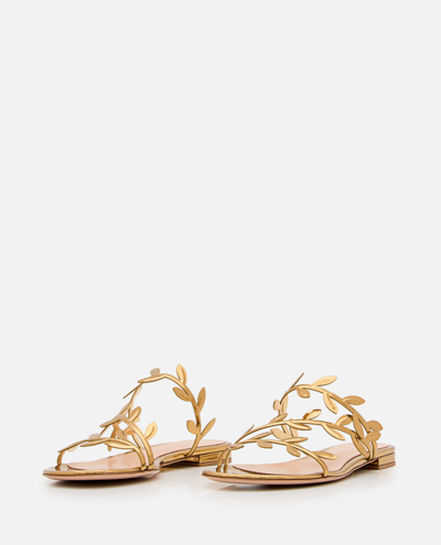 Gianvito Rossi Metallic Branch Flat Slide Sandals In Gold